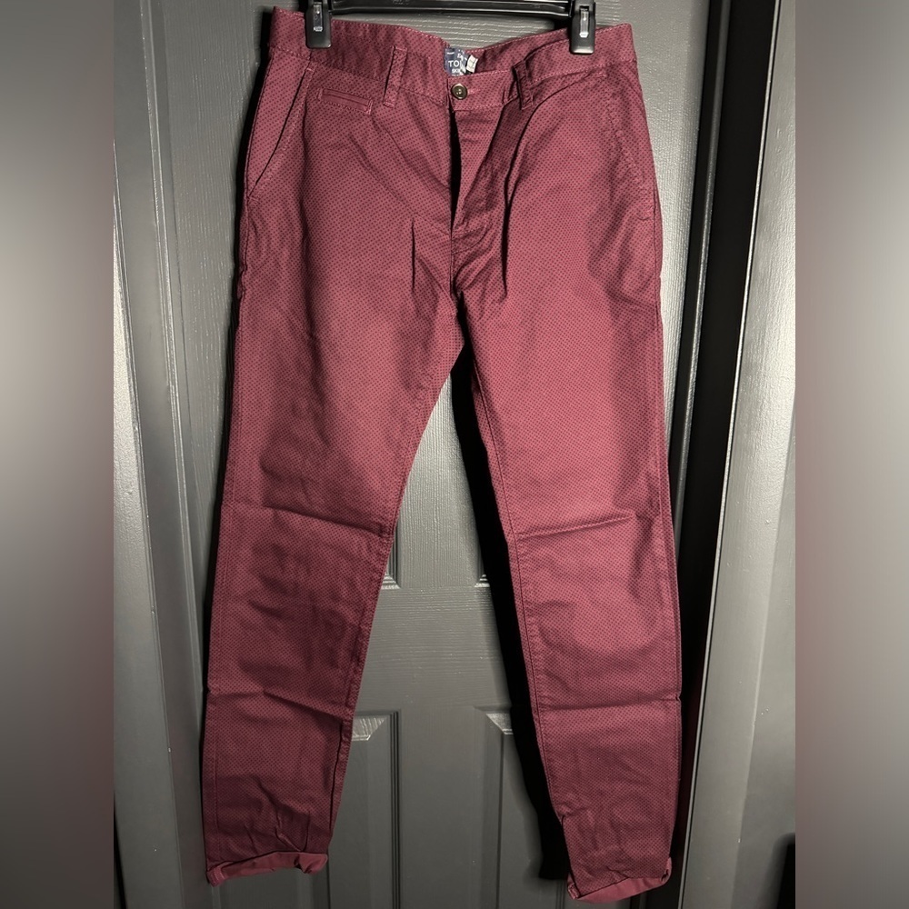 Topman burgundy polka dot cotton pants size 30​​​​​